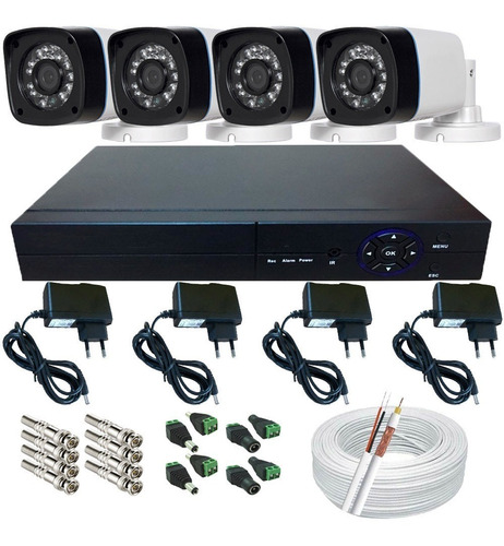 Kit 4 Câmeras Noturnas Dvr Stand Alone Multi Hd + Acessórios