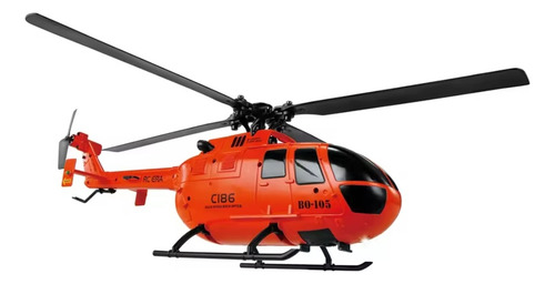 Helicoptero A Escala Rc C186 4 Canales 2.4ghz Control Remoto Naranja