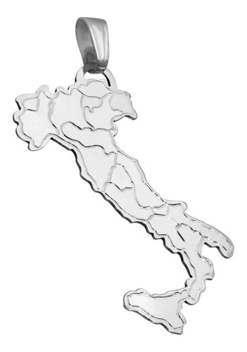 Dije Mapa De Italia Con Regiones Grabadas De Plata 925