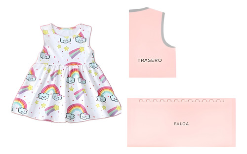 Moldearte Moldería Digital Vestido Niña A4 - 7 Talles