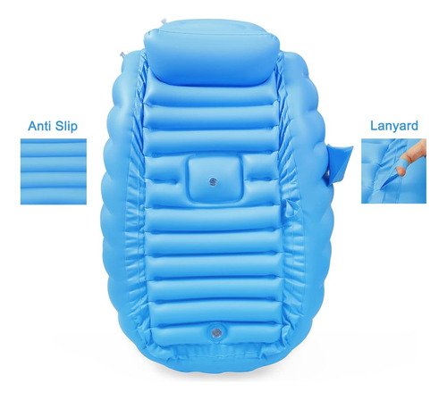 Pandaear Bañera Portátil Inflable Para Bebés Con Bomba Aire Color Azul