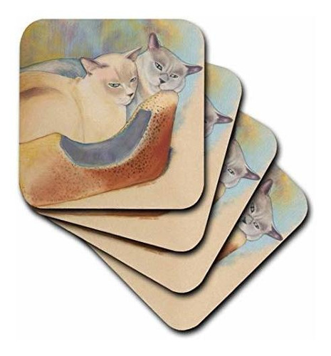 3drose Cats Two Cats Tonkinese Cats Cuddling Pastel Painting