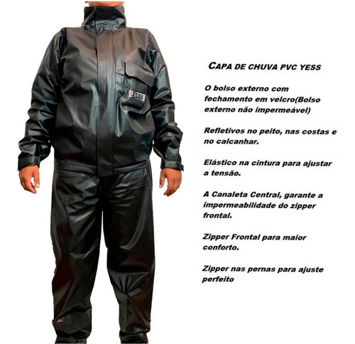 Imagem 5 de 5 de Capa De Chuva Em Pvc Impermeável Moto Motoqueiro
