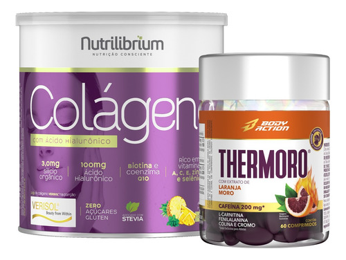 Colágeno Verisol Ácido Hialurônico 200g + Thermoro Cafeína