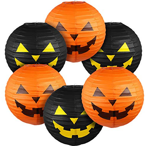 Blulu 6 Piezas Halloween Colgando Linternas De Papel Sk39b