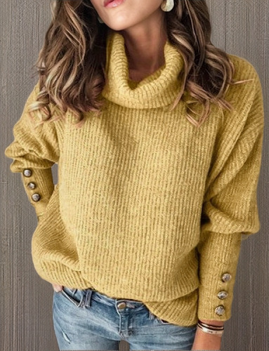 Suéter De Punto Elegante Con Cuello De Tortuga Para Mujer