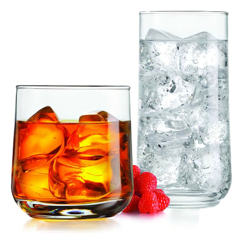 Set 8 Vasos Koba Hermosos Altos Y Cortos Para Agua Refresco