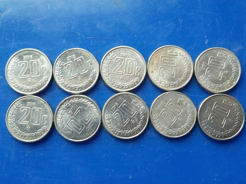 Lote De Monedas 20 Centavos Metal 2009 A 2018 (10 Pzs)