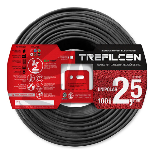 Cable Unipolar 2.5 Mm Rollo 100 Mts Trefilcon Oferta! E.a