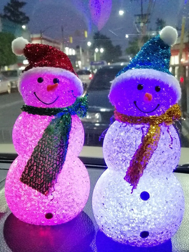 Imagen 12 de 12 de Muñeco De Nieve Con Luz Decoración Navidad 20 Cm Altura