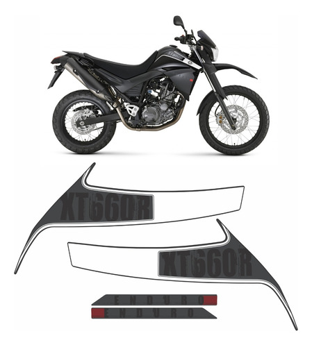 Kit Adesivos Yamaha Xt 660r 2010 À 2012 Preta 10327 Cor Grafite