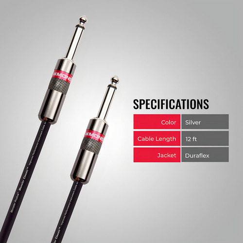 Monster Prolink Monster Classic - Cable De Instrumento Recto A Recto, 12 Pies, Enchufes Rectos De 1/4 Pulgadas