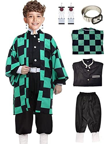 Uqje Kamado Tanjir Kimono Outfit Kid Uniforme Cosplay Traje 