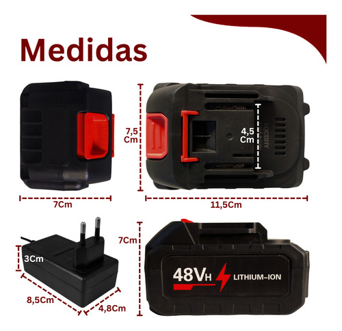 Bateria 48v + Fonte Carregadora 21v Inclusa No Kit Portatil