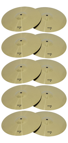 Kit 5 Pares De Pratos Splash Para Bateria 12 Aço New York Cor Dourado