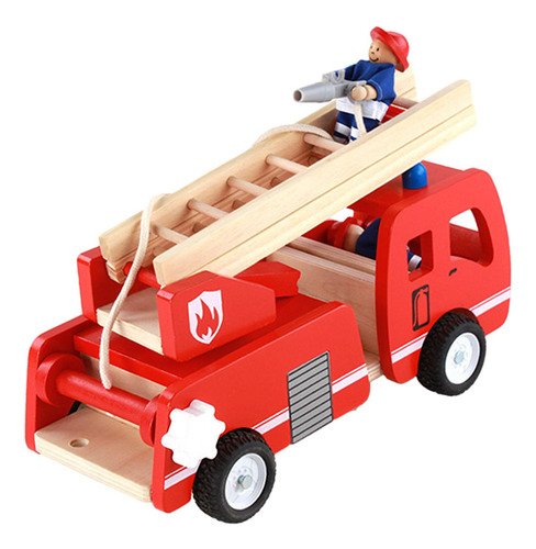 Brinquedo De Madeira Do Caminhão De Bombeiros, Fingir Jogar