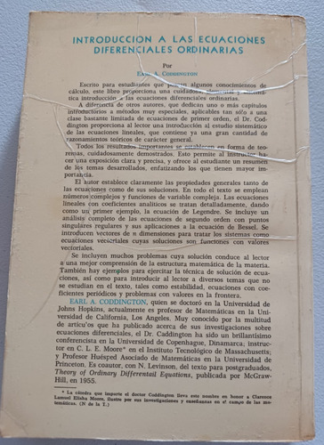 Introducción A Las Ecuaciones Diferenciales Ordinarias (Usado)