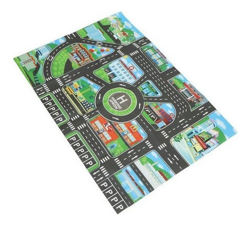 Alfombra De Juego De Tráfico Urbano De 83 X 58 Cm Con Pistas