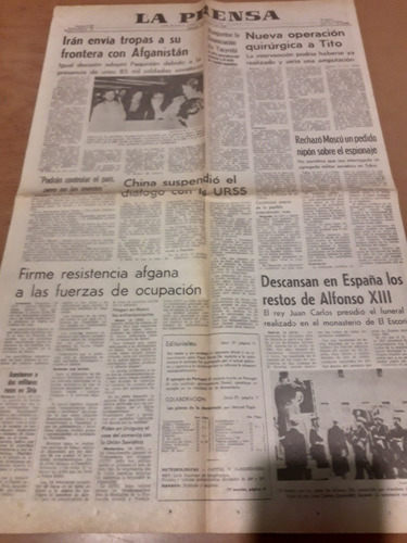Tapa Diario La Prensa 20 01 1980 Yacyreta Alfonso Xiii