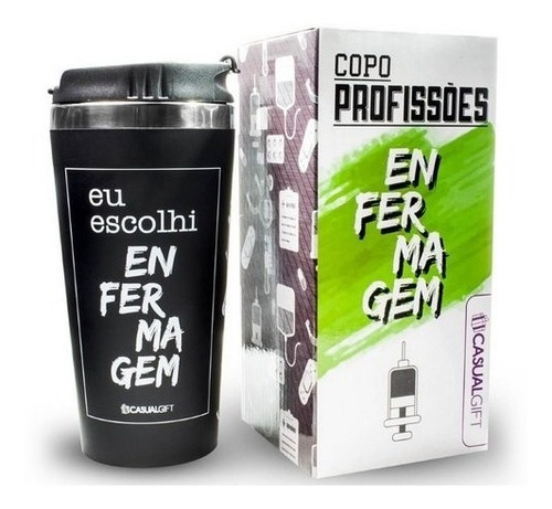 Imagem 1 de 2 de Copo Térmico Profissões Café Chá Capuccino Enfermagem 450ml