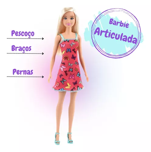 Boneca Barbie Fashion Loira Vestido Rosa Mattel Original