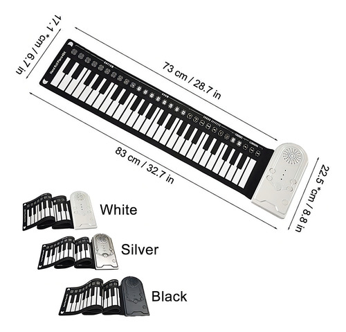 Piano Enrollable, Teclado De Piano Eléctrico De 49 Teclas, P
