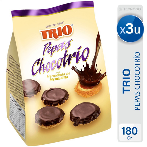 Galletitas Trio Pepas Chocotrio Dulce Membrillo - Pack X3 