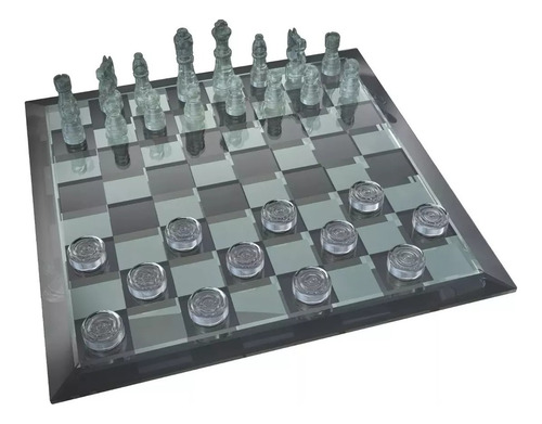 Juego De Lujo 2 En 1 Ajedrez Y Damas Inglesas De Cristal