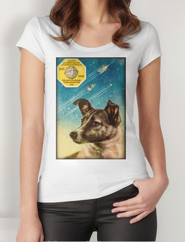 Remera Laika The Sputnik 2 Perro Espacial Ruso! Algodon Prem