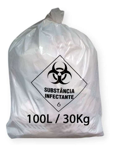 100un Saco De Lixo Hospitalar 100l 75x105cm Branco Embalac