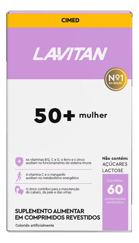 Kit 10 Suplemento Lavitan 50+ Mulher 60 Comprimidos - Cimed Sem Sabor