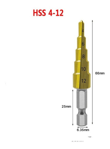 Imagen 7 de 10 de 3 Brocas Mechas Cónicas Escalonadas Metal 4-12 4-20 4-32 Mm
