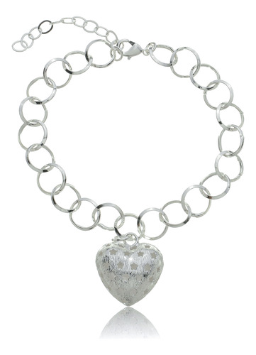 Pulseira Elos Com Coração - Banho Prata 925 Ou Ouro 18k
