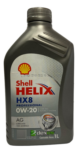 Aceite Shell Helix Hx8 0w20 Full Sintético 