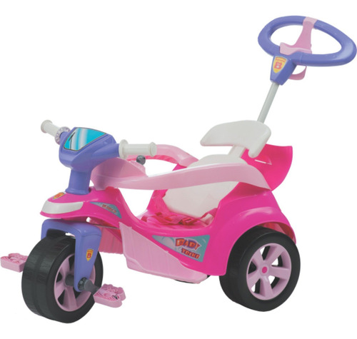 Carrinho Passeio Baby Trike Biemme Rosa C/ Haste E Pedal
