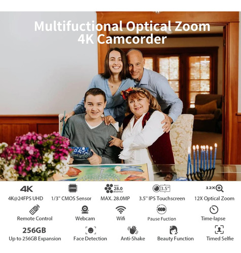 Videocámara 4k Ordro Ax65 Wifi Uhd 3.5 Ips Pantalla Táctil