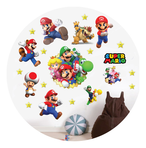 Vinilos Decorativos Super Mario Bros Stickers Full Color