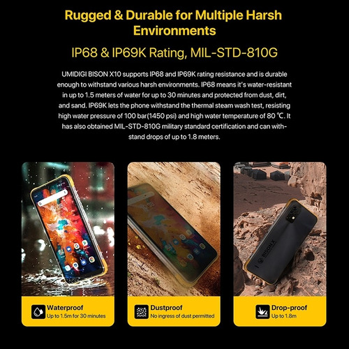 Celular Bison X10 | Resiste Caidas, Agua Y Temperatura
