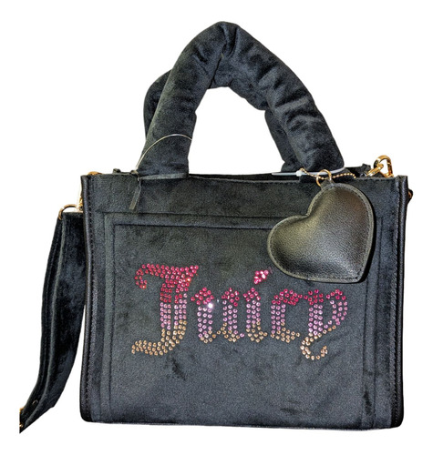 Bolsa Mini Tote Juicy Couture Velour Negra 