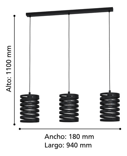 Lámpara Colgante Cremella Acero Negro 3x40w E27 99347