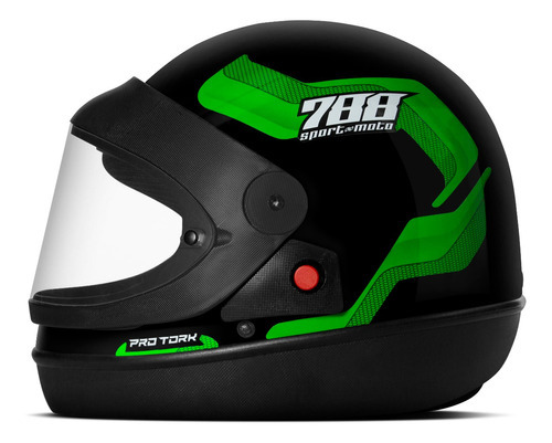 Capacete Fechado Sport Moto 788 Pro Tork Tamanho Do Capacete 62 Cor Verde Viseira Cristal Desenho Sport Moto 788