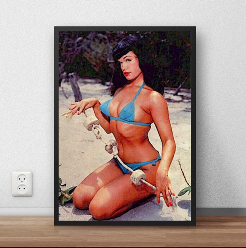 Quadro / Poster Emoldurado Pin Up Sexy Retro Vintage P1230