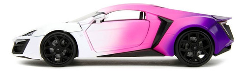 Coche miniatura Lykan Hypersport Pink Slips 1:24 de Jada Toys, blanco/rosa