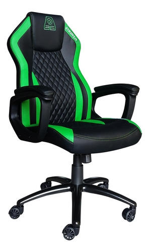 Cadeira de escritório Elements Elemental gamer  preto e verde com estofado de couro sintético