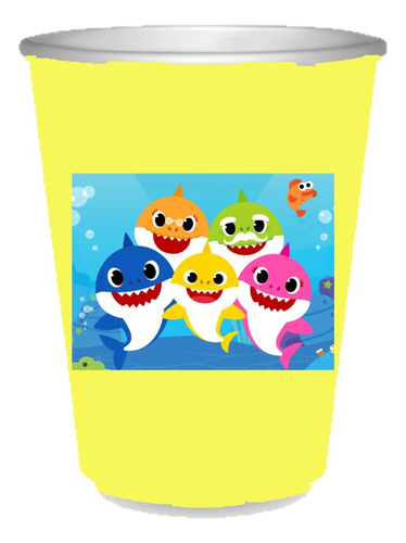 Pack X 10 Vasos Descartables Cotillón Baby Shark Tiburon