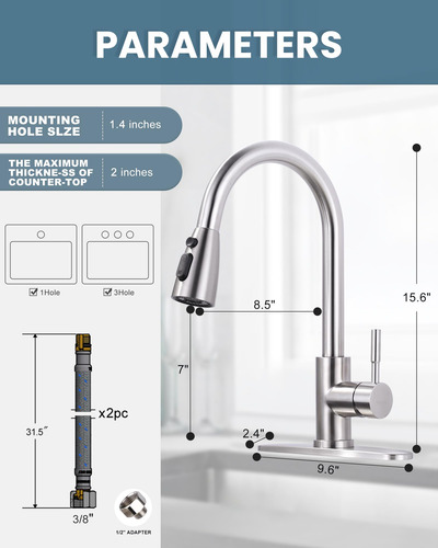 Grifo De Cocina Wowow De Acero Inoxidable Sus 304 Con Rociad