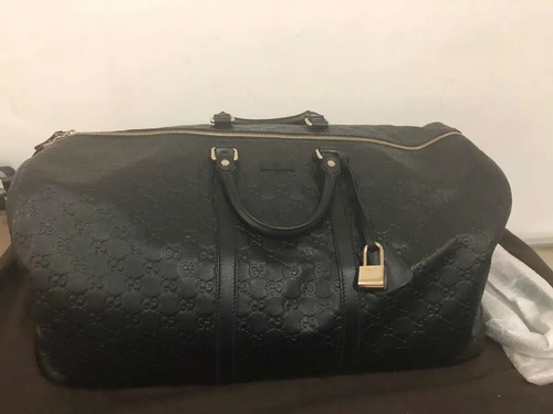 Maleta Gucci Negra Piel Guccicima Nueva Con Funda Cubrepolvo | Envío gratis