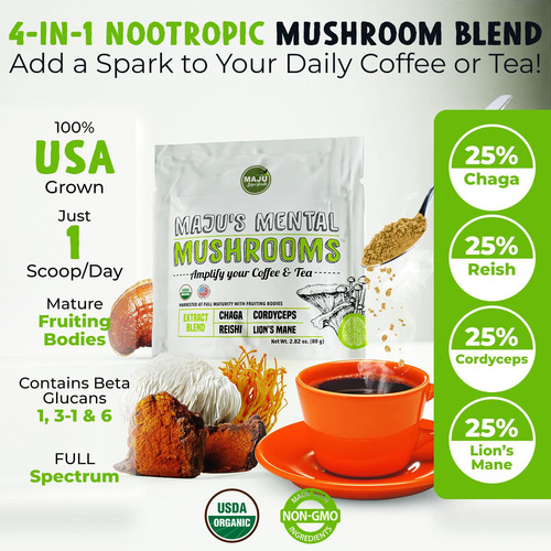 Extracto En Polvo Hongos Maju Superfoods Nootrópico 2.82 Oz