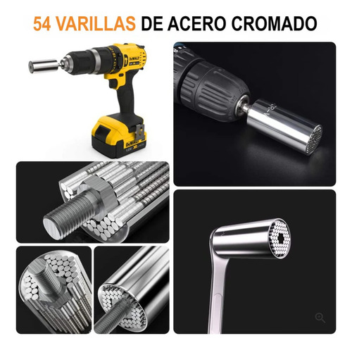 Llave Y Dado Universal Acero Cromado Accesorio Taladro
