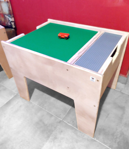 Mesa Juego Lego Infantil Rectangular Doble Tapa Madera